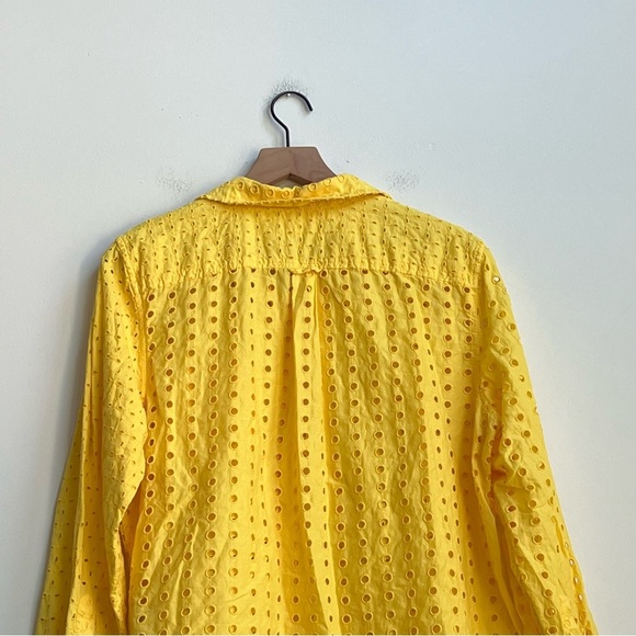 J. CREW Warm Sun Yellow CLASSIC-FIT SHIRT IN EYELET Cotton Button-Up Top 16 - Picture 12 of 15